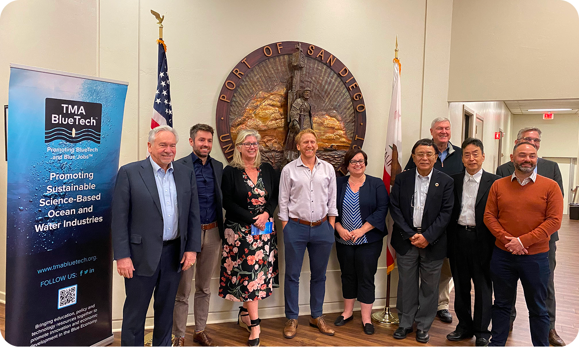 Blue Tech Weekに出席する橋本統括プロデューサーと五條堀研究所長（米国：2023年11月）